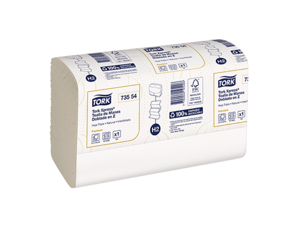Tork Toalla de Manos Doblada en Z Triple Hoja Natural 73554