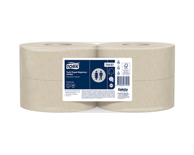 Tork Papel Higiénico Jumbo Hoja Doble Natural 250 Mt X4 Rollos 71457