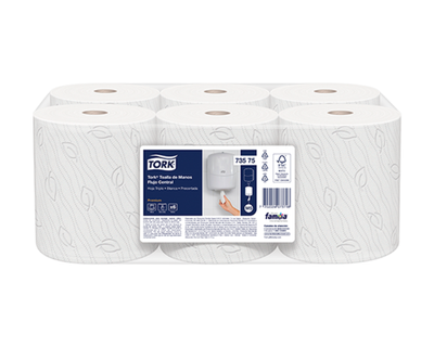 Tork Toalla de Manos en Rollo Precortada Hoja Triple Blanca 100 Mt X6 Rollos 73575