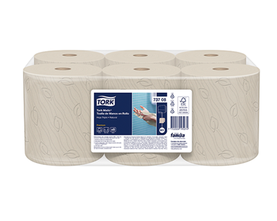 Tork Toalla de Manos en Rollo Continua Hoja Triple Natural 120 Mt X6 Rollos 73708