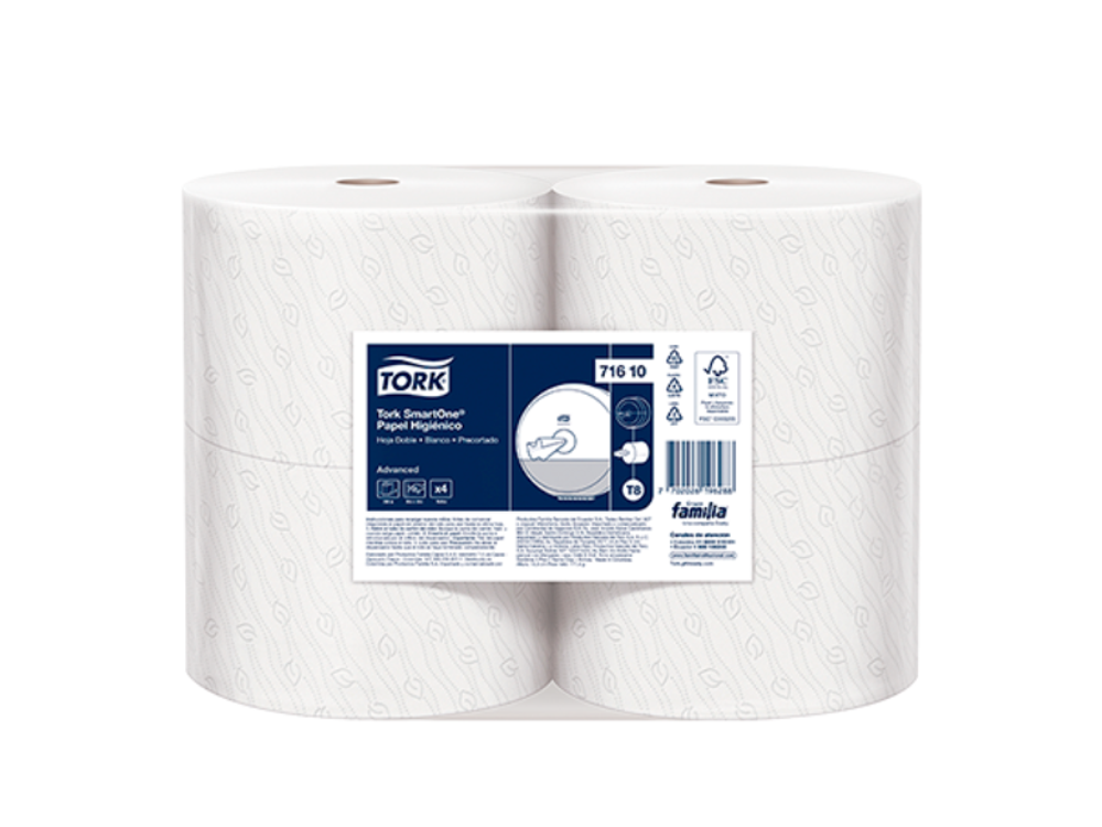 Tork SmartOne®  Papel Higiénico Jumbo  Precortado Hoja Doble Blanco 200 Mt 71610