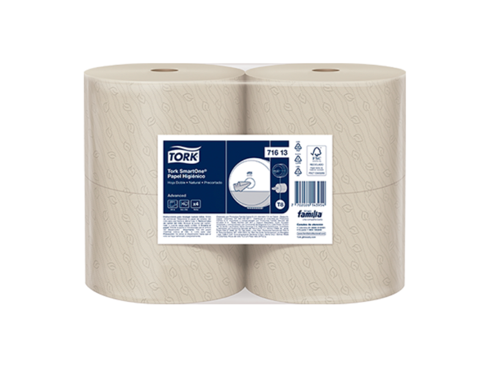 Tork SmartOne®️ Papel Higiénico Natural  Precortado Hoja Doble Natural 200 Mt 71613