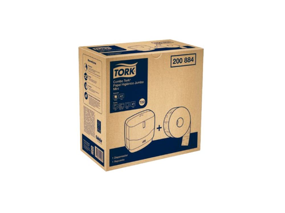 Tork Combo Dispensador Papel Jumbo Mini + Papel Higiénico Jumbo 200884