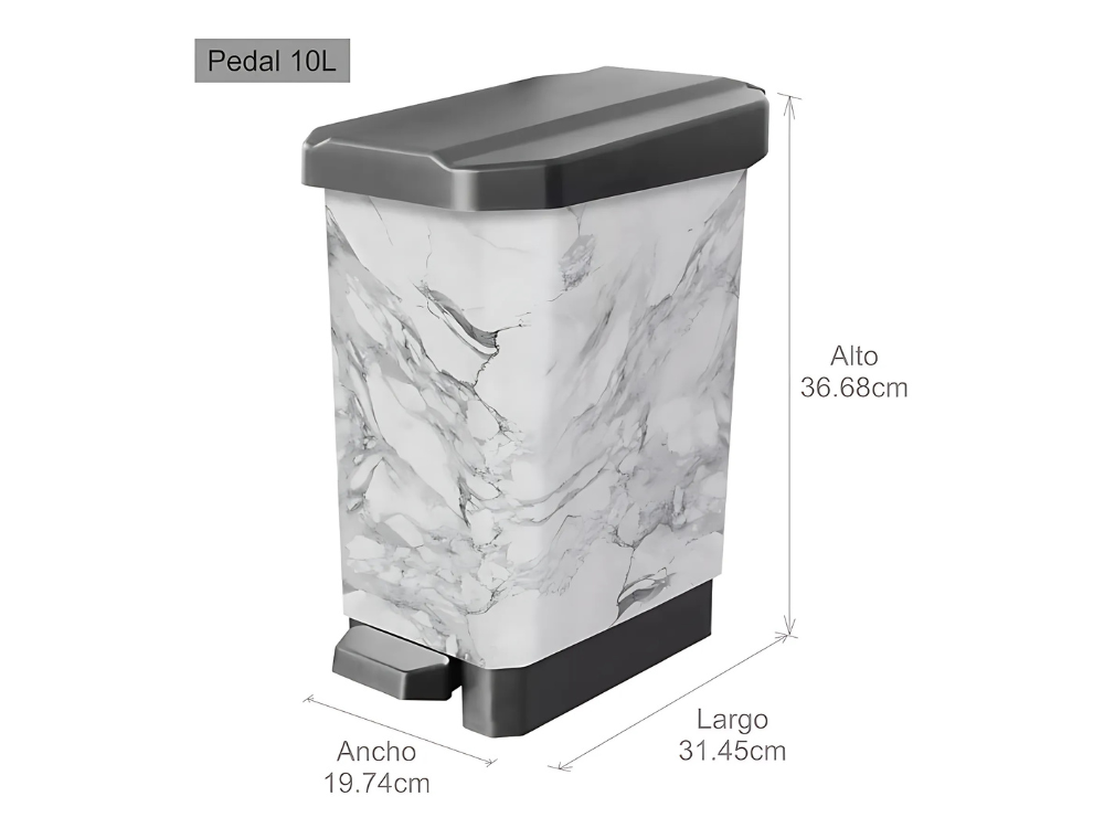 Papelera Estra Estrabins De Pedal Tipo Marmol 10 Litros