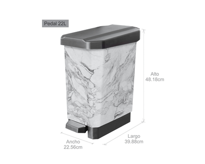 Caneca Estabins Pedal 22 Litros Tipo Marmol
