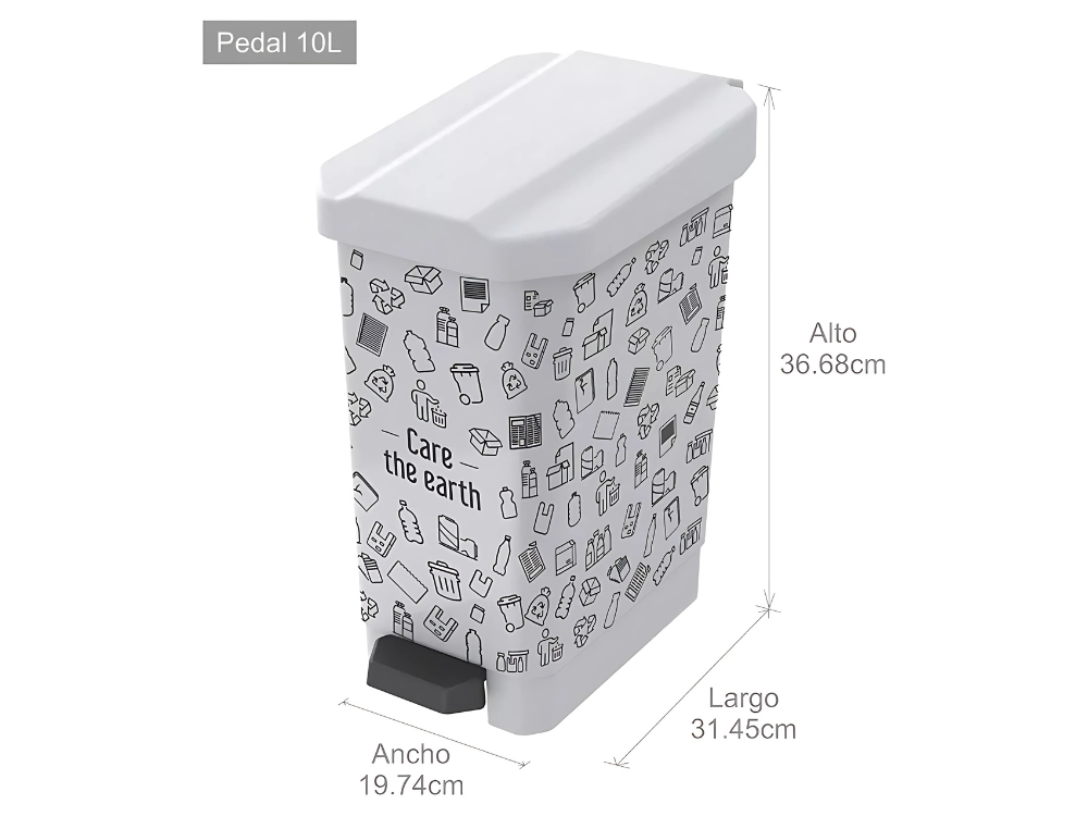 Papelera Estra Estrabins De Pedal Blanca Tipo Reciclaje 10 Litros
