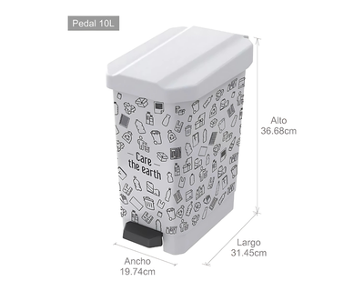 Papelera Estra Estrabins De Pedal Blanca Tipo Reciclaje 10 Litros