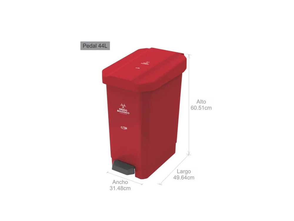 Estra Caneca EstraBins de Pedal 44 Lt Roja Marcada