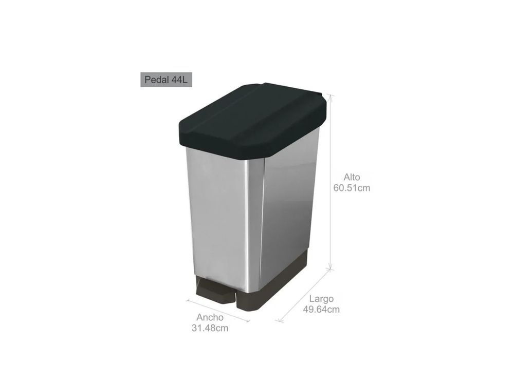 Estra Caneca EstraBins de Pedal 44 Lt Negro Metalizado