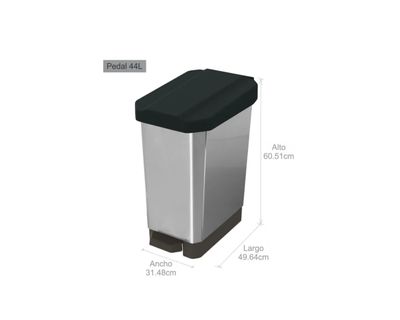 Estra Caneca EstraBins de Pedal 44 Lt Negro Metalizado