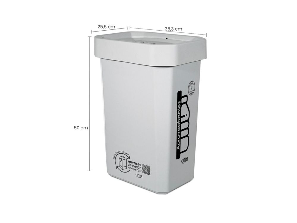 Estra Papelera Ecobins Vaiven 26 Lt Blanca Marcada