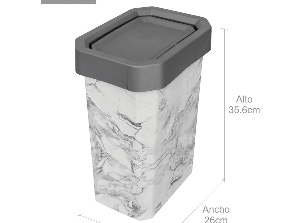 Estra Caneca EstraBins con Tapa Vaivén 10 Lt IML Mármol
