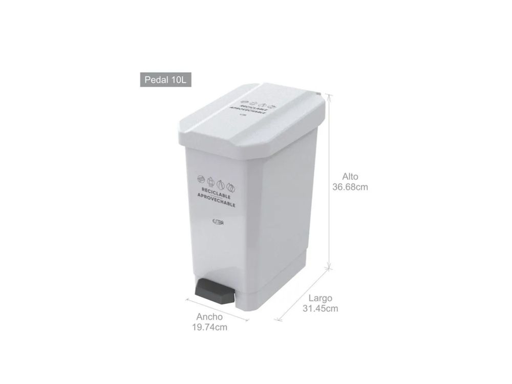 Estra Caneca EstraBins de Pedal 10 Lt Blanca Marcada