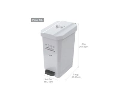 Estra Caneca EstraBins de Pedal 10 Lt Blanca Marcada