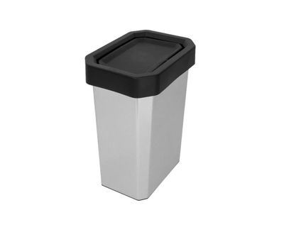 Estra Caneca EstraBins con Tapa Vaivén 10 Lt IML Negro Metalizado