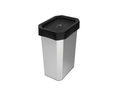 Estra Caneca EstraBins con Tapa Vaivén 53 Lt IML Negra Metalizada Marcada