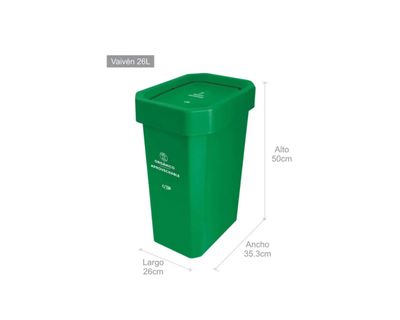 Estra Caneca EstraBins con Tapa Vaivén 26 Lt Verde Marcada