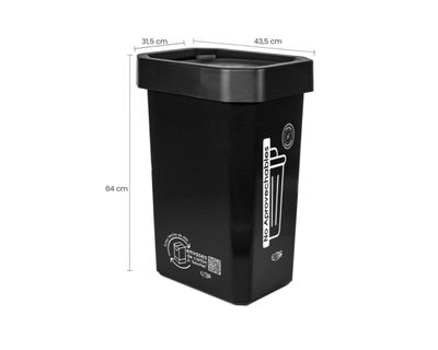Estra Papelera Ecobins Vaiven 53 Lt Negra Marcada