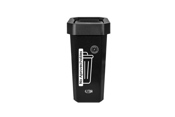 Estra Papelera Ecobins Vaiven 53 Lt Negra Marcada