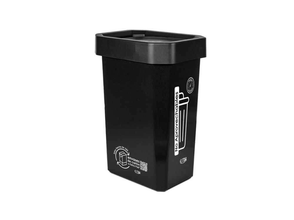 Estra Papelera Ecobins Vaiven 53 Lt Negra Marcada