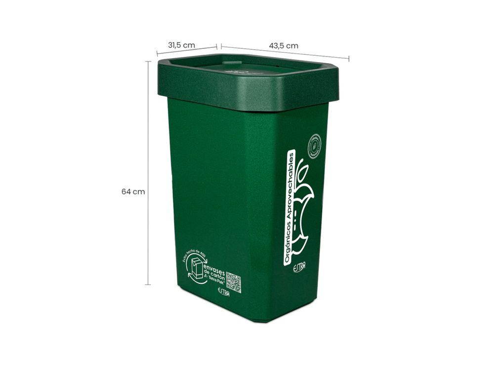 Estra Papelera Ecobins Vaiven 53 Lt Verde Marcada