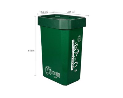 Estra Papelera Ecobins Vaiven 53 Lt Verde Marcada