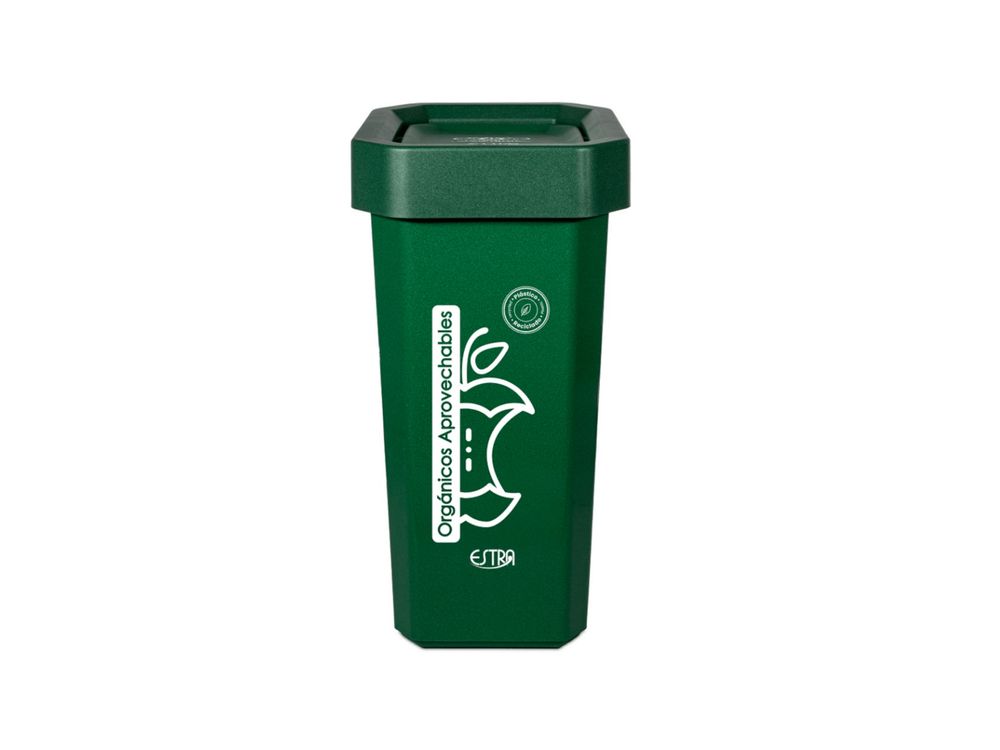 Estra Papelera Ecobins Vaiven 53 Lt Verde Marcada