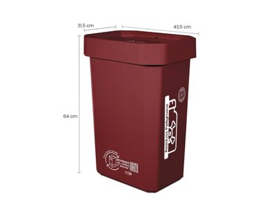 Estra Papelera Ecobins Vaiven 53 Lt Roja Marcada