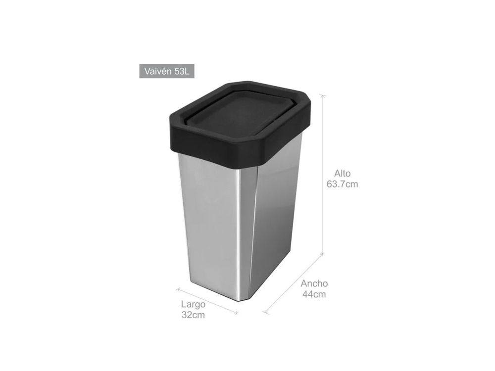 Estra Caneca EstraBins con Tapa Vaivén 53 Lt IML Negro Metalizado