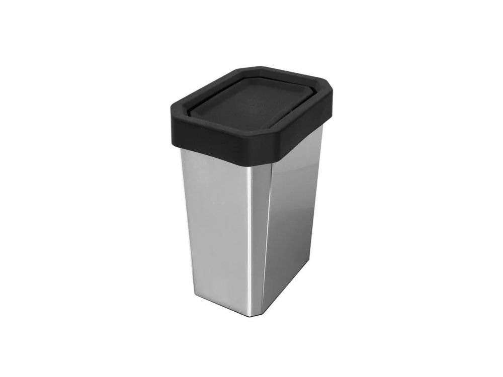 Estra Caneca EstraBins con Tapa Vaivén 53 Lt IML Negro Metalizado