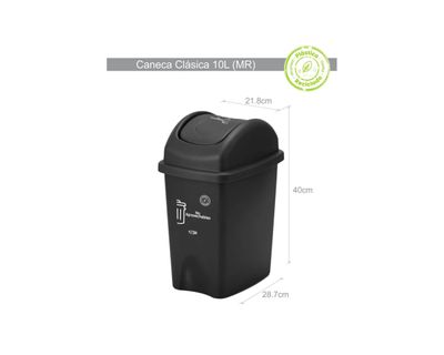 Estra Caneca con Tapa Vaivén Curva 10 Lt Negra Marcada MR 4-1048884