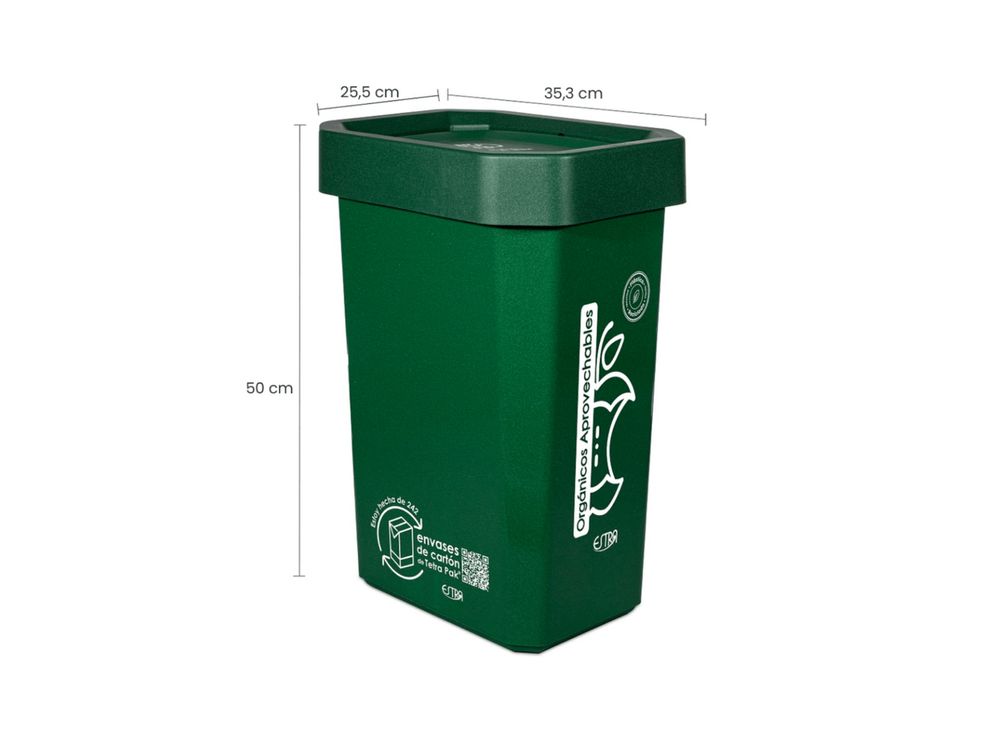 Estra Papelera Ecobins Vaiven 26 Lt Verde Marcada