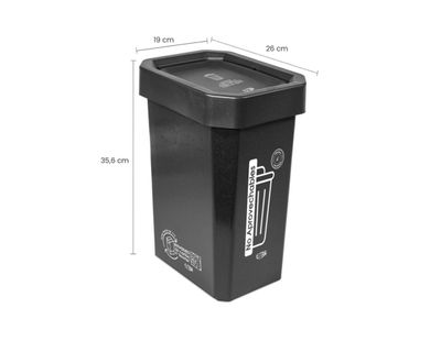 Estra Papelera Ecobins Vaiven 10 Lt Negra Marcada