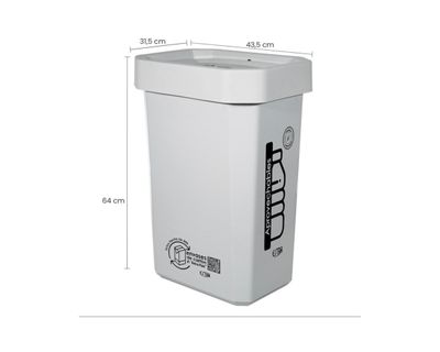 Estra Papelera Ecobins Vaiven 53 Lt Blanca Marcada