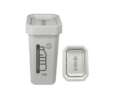 Estra Papelera Ecobins Vaiven 53 Lt Blanca Marcada