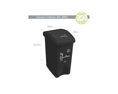 Estra Caneca con Tapa Vaivén Plana 35 Lt Negra Marcada MR 4-1048887