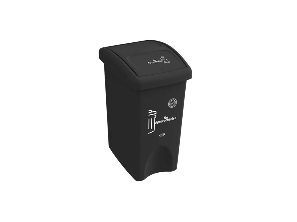 Estra Caneca con Tapa Vaivén Plana 35 Lt Negra Marcada MR 4-1048887