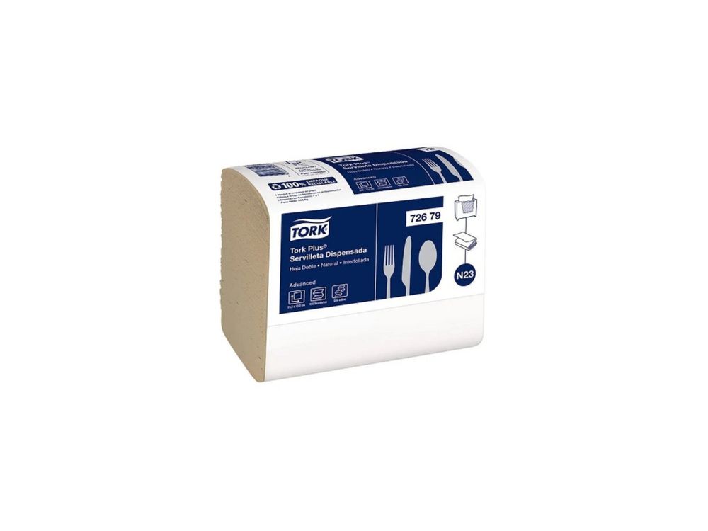 Tork Servilleta Plus Hoja Doble Natural Paquete x 150 72679