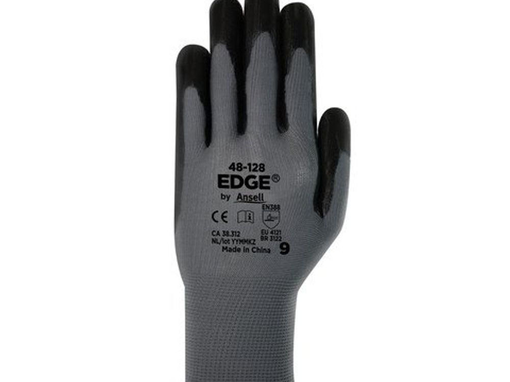 Edge 48-128 Guante de Recubrimiento Nitrilo Multipropósito Gris Talla 8