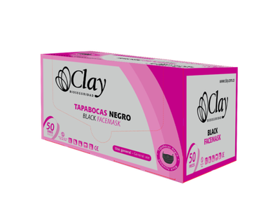  TAPABOCAS TRIPLE TELA NEGRO CLAY EMPAQUE INDIVIDUAL CAJAX50UND 3011037