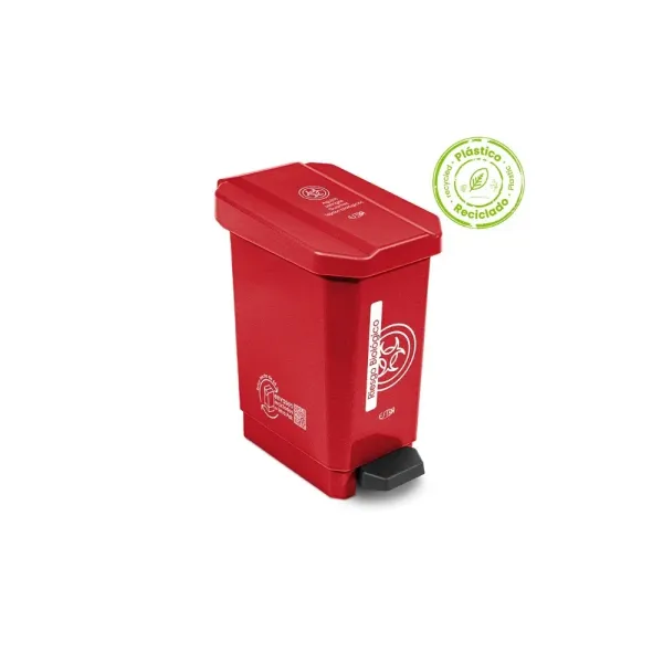 Caneca Ecobins Pedal 10L Rojo Riesgo Biologico 