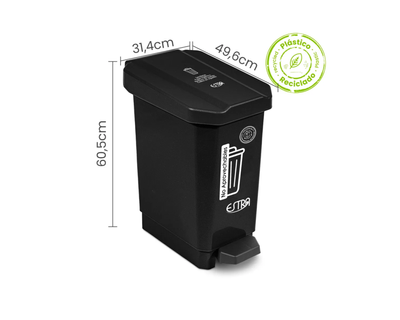 Caneca Ecobins Pedal 44L Negro No Aprovechable