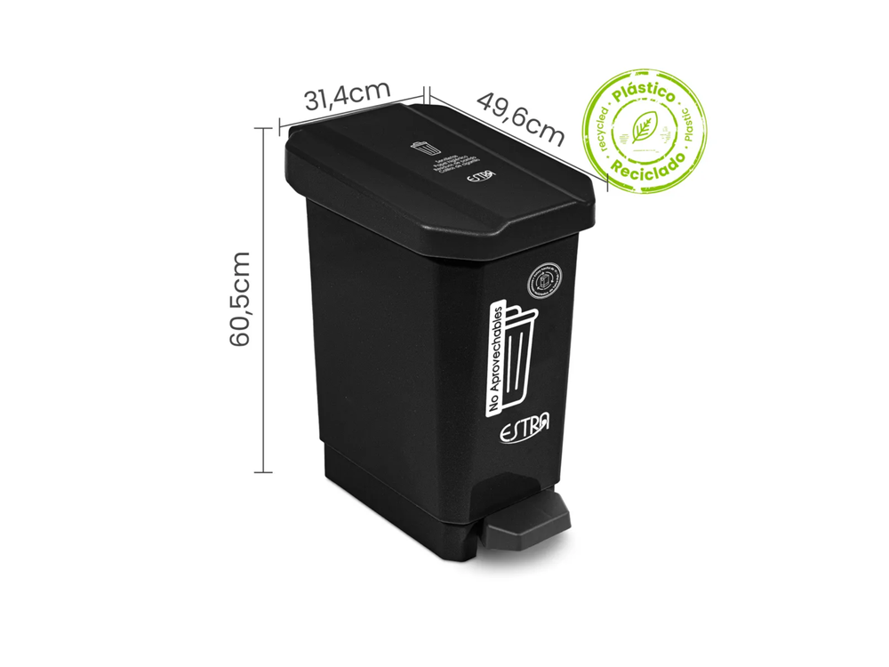 Caneca Ecobins Pedal 44L Negro No Aprovechable