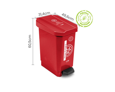 Caneca Ecobins Pedal 44L Rojo Riesgo Biologico