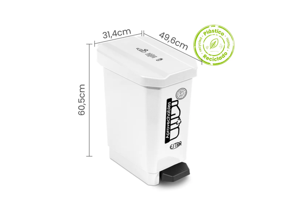 Caneca Ecobins Pedal 44L Blanco Reciclable Aprovechable