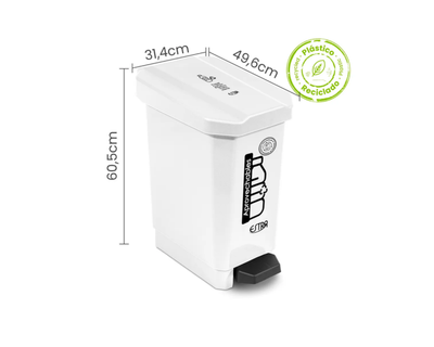 Caneca Ecobins Pedal 44L Blanco Reciclable Aprovechable