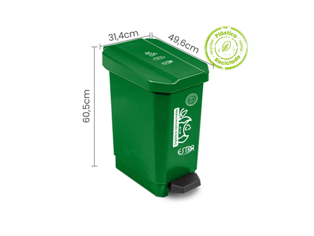 Caneca Ecobins Pedal 44L Verde Organico Aprovechable