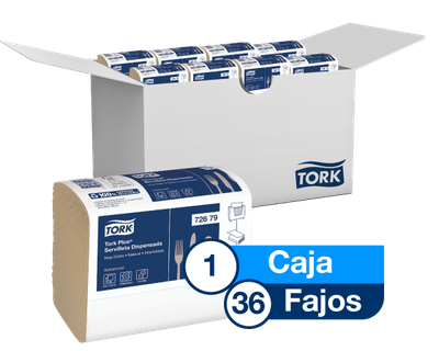 Tork Plus® Servilleta Dispensada/ Advanced/ Natural/ 1 Fajo x150 servilletas / caja x 36 fajos   72679