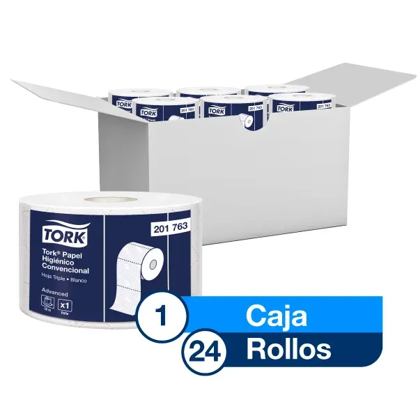 Tork® Papel Higiénico Convencional/ Advanced/ Blanco/ 35 m / 24 rollos  201763 