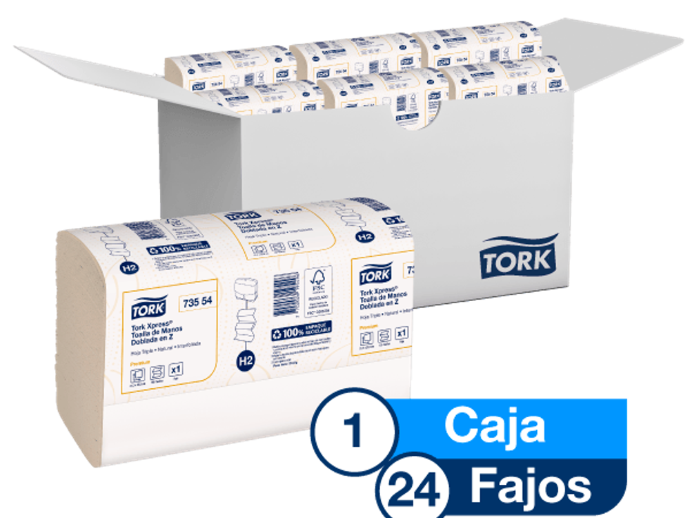 Tork Xpress® Toalla de Manos Doblada en Z  Natural caja x 24 fajos  73554